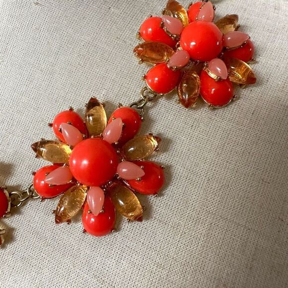 Lane Bryant orange flower statement necklace - Picture 3 of 9